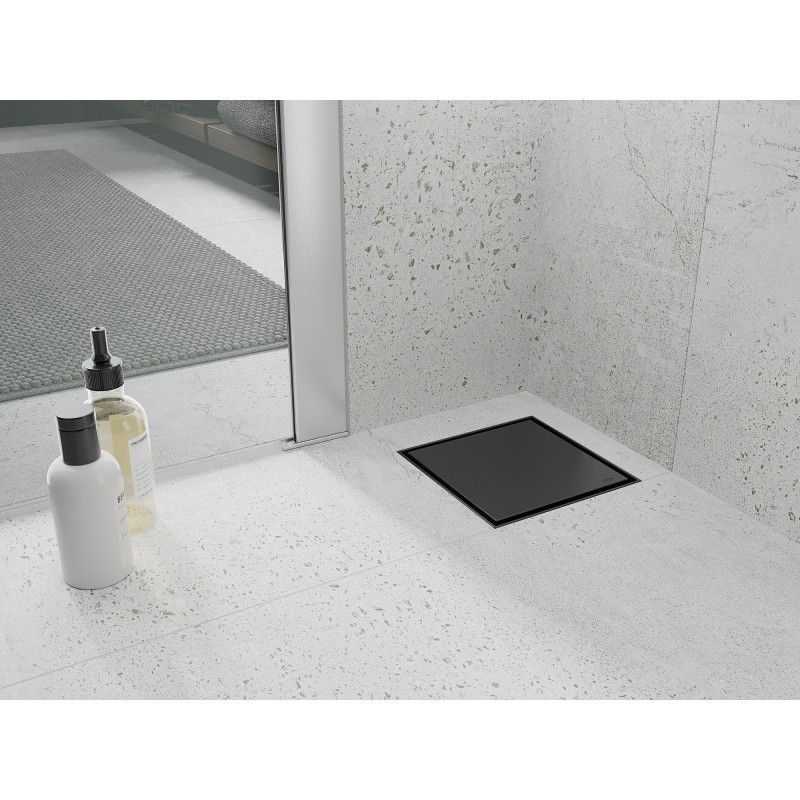 Mexen Flat-Q M13 podlahová vpust štvorcová 25 x 25 cm, čierna - 1710025