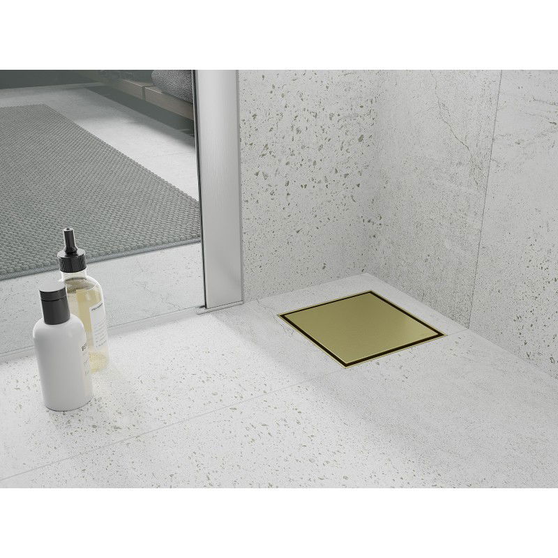 Mexen Flat-Q M13 podlahový vpust štvorcový 12 x 12 cm, zlatý kartáčovaný - 1A10012