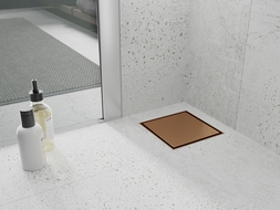 Mexen Flat-Q M13 podlahová vpust štvorcová 12 x 12 cm, kefovaná meď - 1C10012