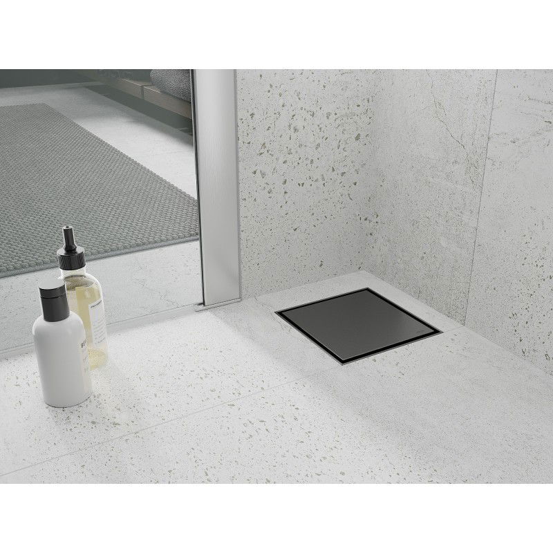 Mexen Flat-Q M13 podlahový štvorcový vpust 12 x 12 cm, kartáčovaný gun gray - 1E10012