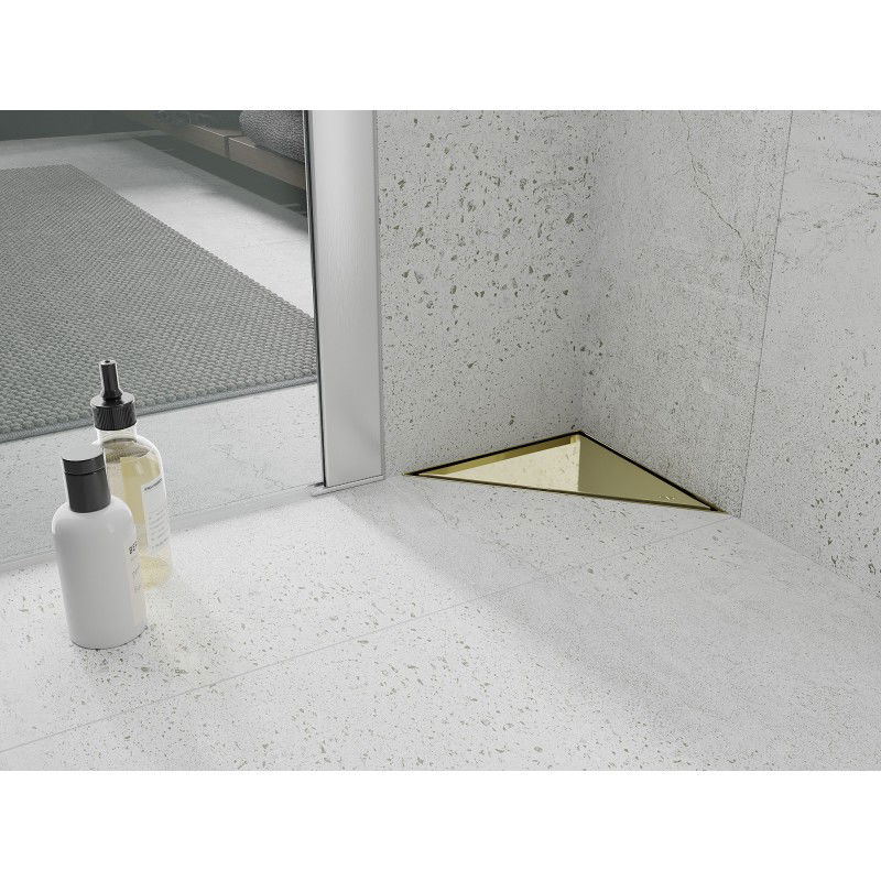 Mexen Flat-T M13 podlahový vpust trojuholníkový 20 x 20 cm, zlatý - 1510320