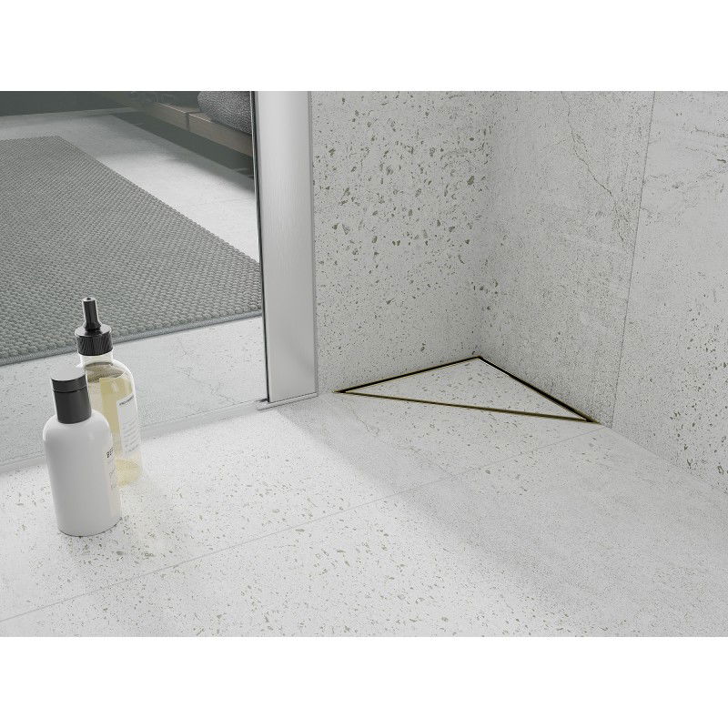 Mexen Flat-T M13 podlahový vpust trojuholníkový 20 x 20 cm, zlatý - 1510320