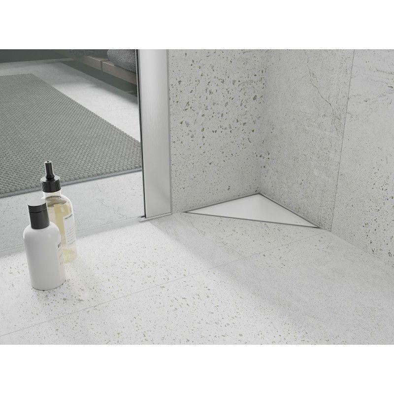 Mexen Flat-T M13 trojuholníková podlahová vpust 20 x 20 cm, biela - 1210320