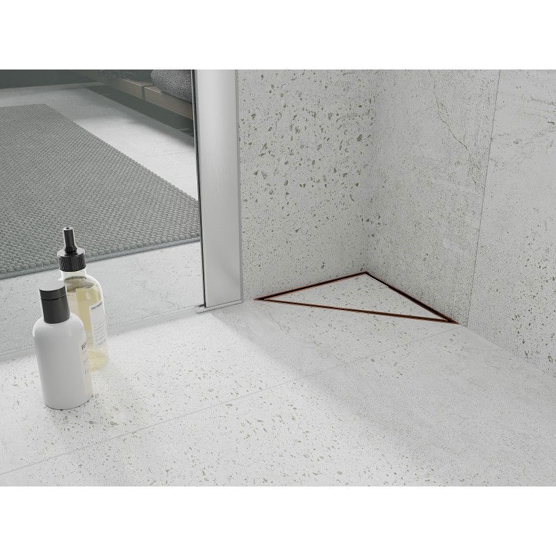 Mexen Flat-T M13 podlahový vpust trojuholníkový 20 x 20 cm, ružové zlato - 1610320