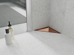 Mexen Flat-T M13 podlahový vpust trojuholníkový 20 x 20 cm, ružové zlato - 1610320