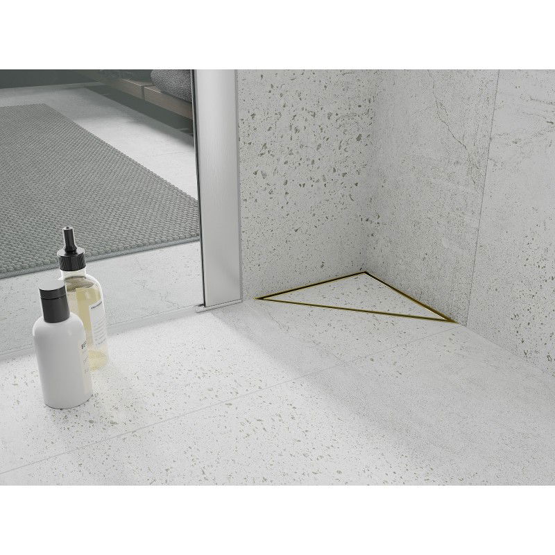 Mexen Flat-T M13 podlahový vpust trojuholníkový 20 x 20 cm, zlatý kartáčovaný - 1A10320