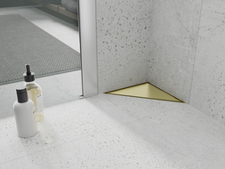 Mexen Flat-T M13 podlahový vpust trojuholníkový 20 x 20 cm, zlatý kartáčovaný - 1A10320