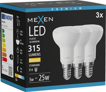 Mexen Nova 3x LED žiarovka E14, R50, 3W, Teplá - 3000K, 315 lm - L103-E14-0330-01x03