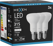 Mexen Nova 3x LED žiarovka E14, R50, 3W, Neutrálna - 4000K, 315 lm - L103-E14-0340-01x03