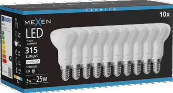 Mexen Nova 10x LED žiarovka E14, R50, 3W, Neutrálna - 4000K, 315 lm - L103-E14-0340-01x10