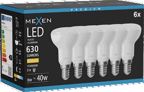 Mexen Nova 6x LED žiarovka E14, R50, 6W, Teplá - 3000K, 630 lm - L103-E14-0630-01x06