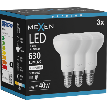 Mexen Nova 3x LED žiarovka E14, R50, 6W, Neutrálna - 4000K, 630 lm - L103-E14-0640-01x03