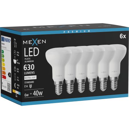 Mexen Nova 6x LED žiarovka E14, R50, 6W, Neutrálna - 4000K, 630 lm - L103-E14-0640-01x06