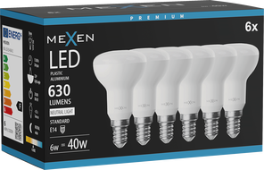 Mexen Nova 6x LED žiarovka E14, R50, 6W, Neutrálna - 4000K, 630 lm - L103-E14-0640-01x06
