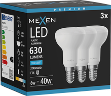 Mexen Nova 3x LED žiarovka E14, R50, 6W, Studená - 6500K, 630 lm - L103-E14-0665-01x03