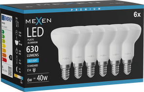 Mexen Nova 6x LED žiarovka E14, R50, 6W, Studená - 6500K, 630 lm - L103-E14-0665-01x06