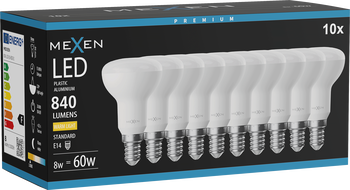 Mexen Nova 10x LED žiarovka E14, R50, 8W, Teplá - 3000K, 840 lm - L103-E14-0830-01x10