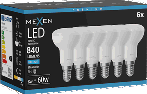 Mexen Nova 6x LED žiarovka E14, R50, 8W, Studená - 6500K, 840 lm - L103-E14-0865-01x06
