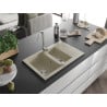 Mexen Gaspar granitový 1,5-komorový drez s krátkym odkvapkávačom 737 x 475 mm, béžová - 6507731505-69