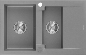 Mexen Gaspar granitový drez 1,5-komorový s odkvapkávacou plochou 737 x 475 mm, šedý, sifón chróm - 6507731505-71