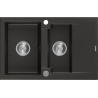Mexen Gaspar granitový drez 1,5-komorový s odkvapkávačom 737 x 475 mm, čierny/zlatý metalický, sifón chróm