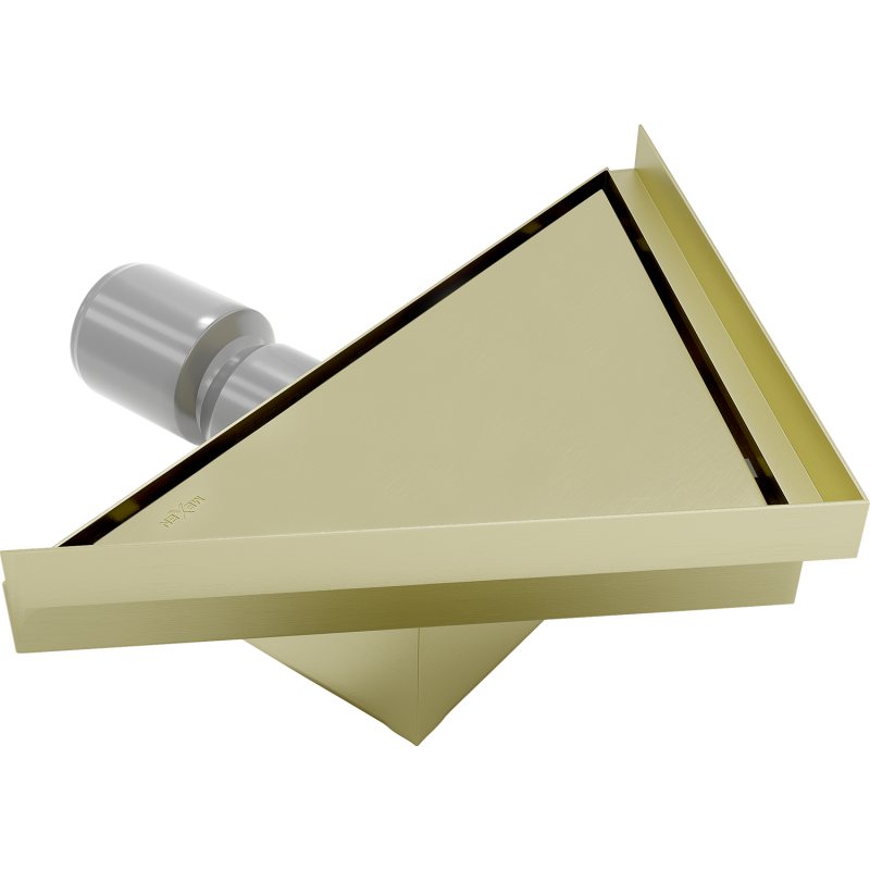 Mexen Flat-T M13 podlahový vpust trojuholníkový 20 x 20 cm, zlatý kartáčovaný - 1A10320