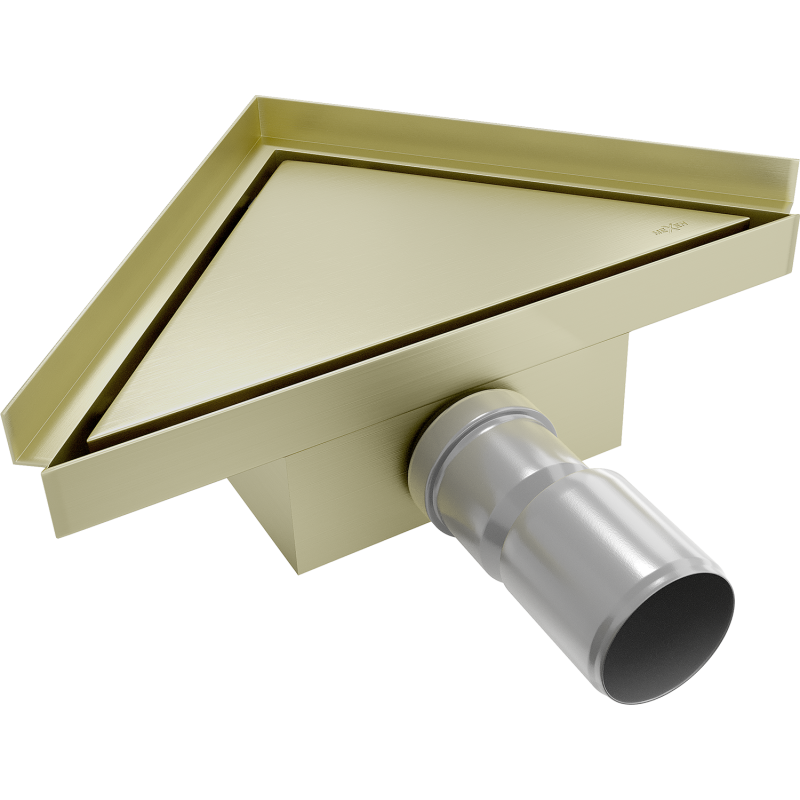 Mexen Flat-T M13 podlahový vpust trojuholníkový 20 x 20 cm, zlatý kartáčovaný - 1A10320