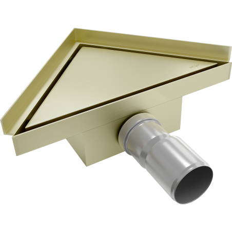 Mexen Flat-T M13 podlahový vpust trojuholníkový 20 x 20 cm, zlatý kartáčovaný - 1A10320