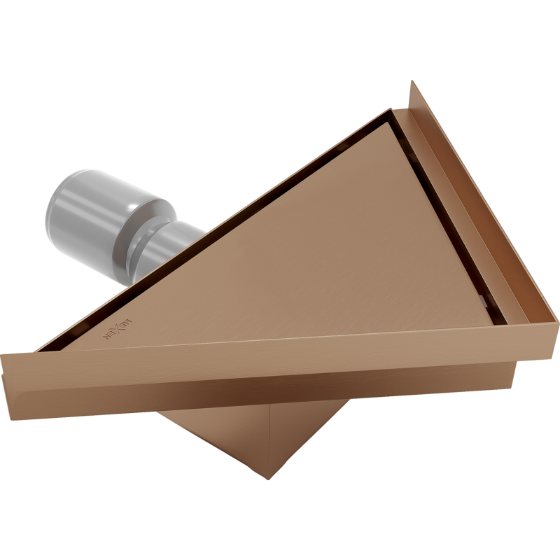 Mexen Flat-T M13 podlahový vpust trojuholníkový 20 x 20 cm, kefovaná meď - 1C10320