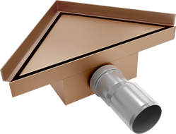 Mexen Flat-T M13 podlahový vpust trojuholníkový 20 x 20 cm, kefovaná meď - 1C10320