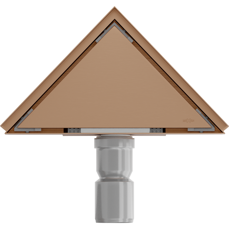 Mexen Flat-T M13 podlahový vpust trojuholníkový 20 x 20 cm, kefovaná meď - 1C10320