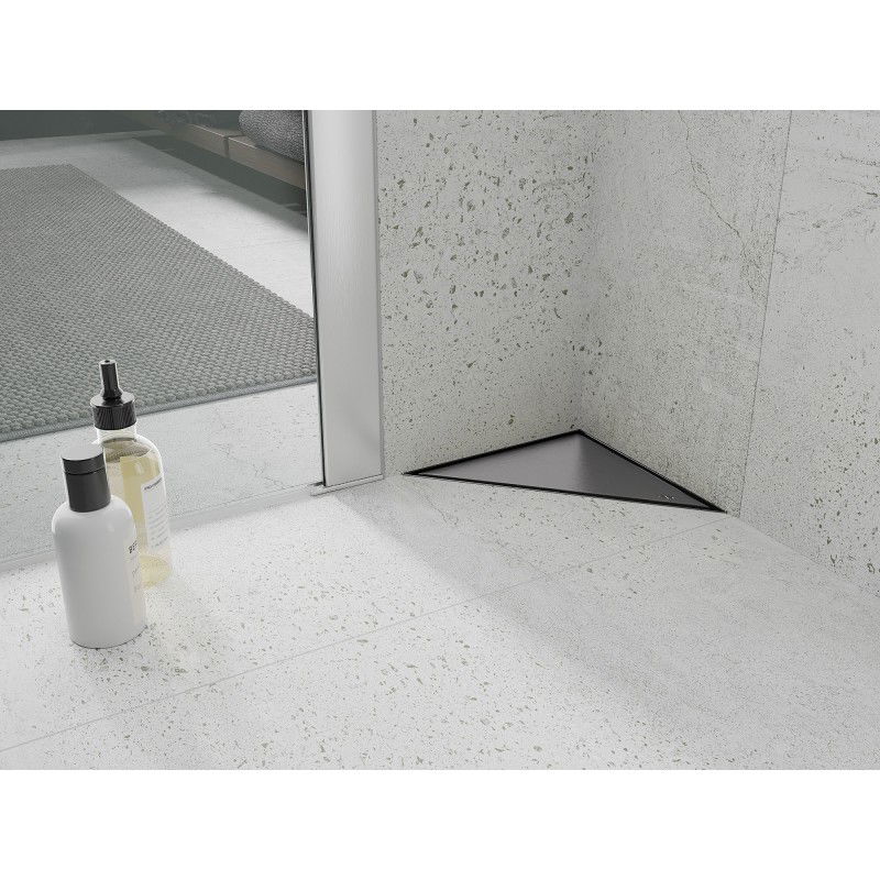 Mexen Flat-T M13 podlahový vpust trojuholníkový 20 x 20 cm, gun gray brúsený - 1E10320