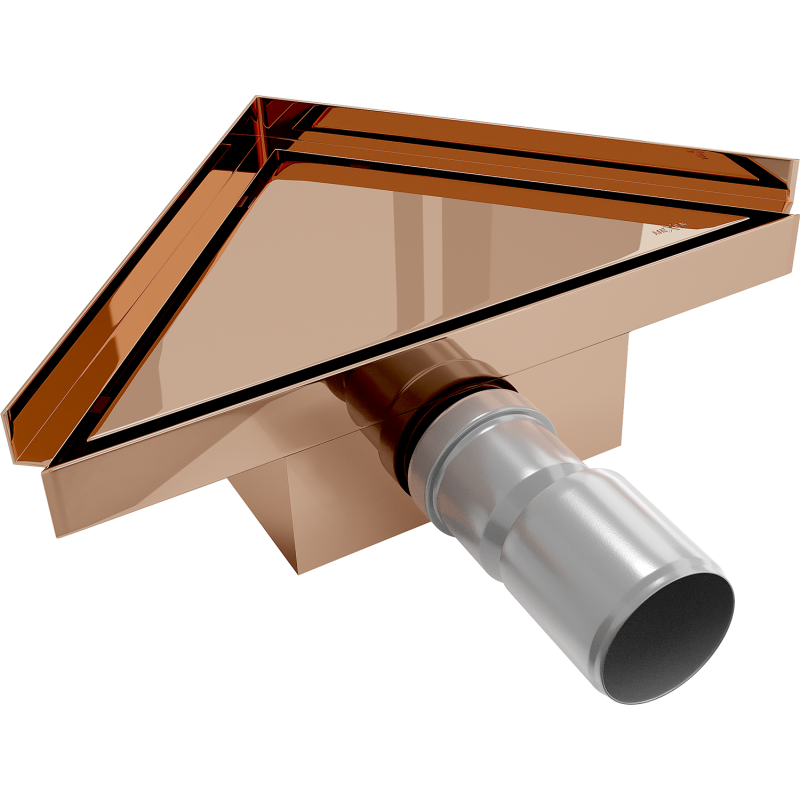 Mexen Flat-T M13 podlahový vpust trojuholníkový 20 x 20 cm, ružové zlato - 1610320