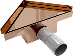 Mexen Flat-T M13 podlahový vpust trojuholníkový 20 x 20 cm, ružové zlato - 1610320