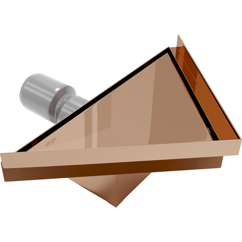 Mexen Flat-T M13 podlahový vpust trojuholníkový 20 x 20 cm, ružové zlato - 1610320