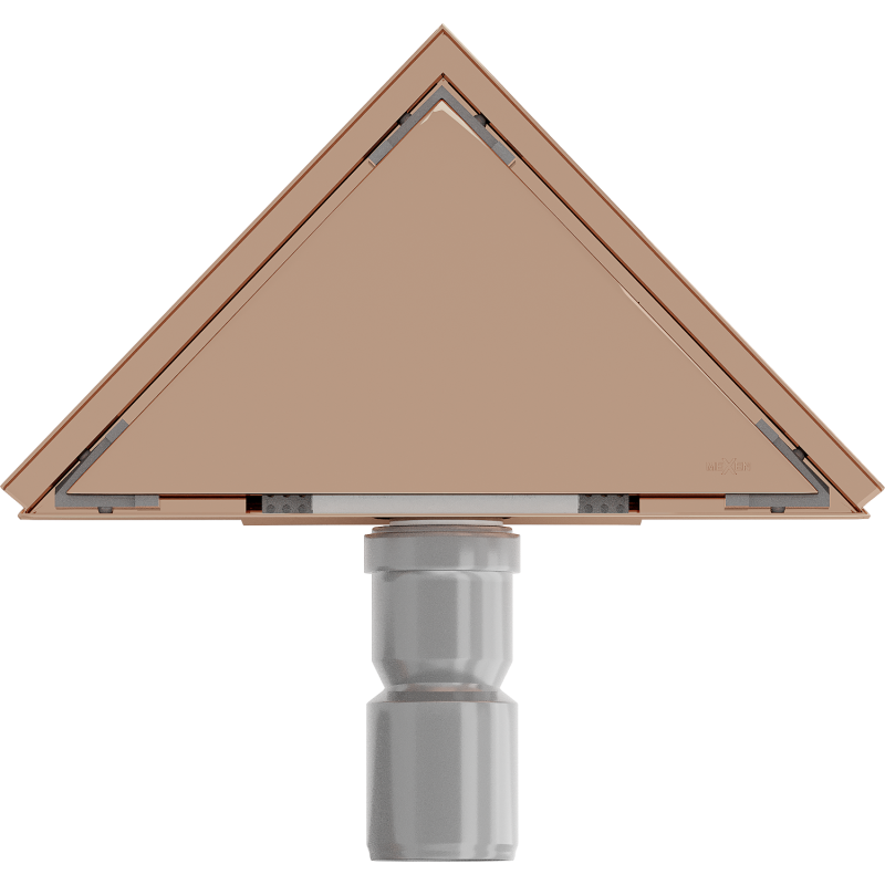 Mexen Flat-T M13 podlahový vpust trojuholníkový 20 x 20 cm, ružové zlato - 1610320
