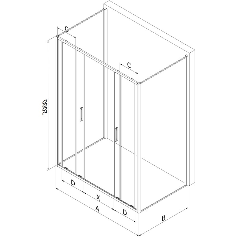 Mexen Exo-S Duo 3S 3-stenná sprchová kabína s posuvnými dverami 140 x 85 cm, transparentná, zlatá - 8152-140-085-50-00-3S