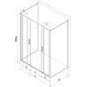 Mexen Exo-S Duo 3S sprchová kabína 3-stenová posuvná 150 x 70 cm, transparentná, čierna - 8152-150-070-70-00-3S