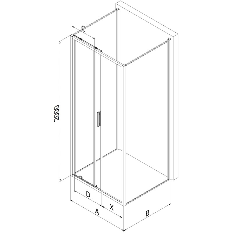 Mexen Exo-S 3S trojstenná sprchová kabína posuvná 145 x 80 cm, transparentná, chróm - 8151-145-080-01-00-3S
