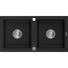 Mexen Mario žulový drez 2-komorový 820 x 436 mm, čierny, sifón chróm - 6504822000-77