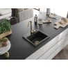 Mexen Milo žulový drez 1-komorový 435 x 410 mm, čierny, sifón zlatý - 6505441000-77-G