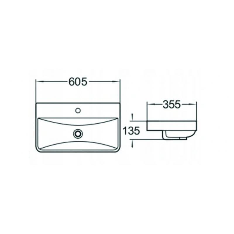 Mexen Dagna vstavané umývadlo do dosky 60 x 35 cm, biele - 21996000