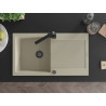 Mexen Leo Granitový drez 1-komorový s odkvapkávačom a kuchynskou batériou Rita, béžový - 6501-69-670300-70
