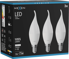 Mexen Nova 3x LED žiarovka plameň E14, C37, 10W, Neutrálna - 4000K, 1055 lm - L106-E14-1040-01x03