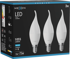 Mexen Nova 3x LED žiarovka plamienok E14, C37, 10W, Studená - 6500K, 1055 lm - L106-E14-1065-01x03
