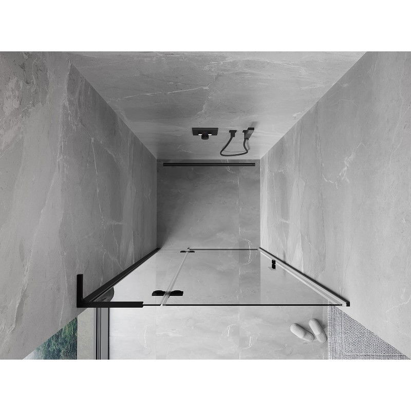 Mexen Mist-H L sprchové dvere výklopné ľave 85 cm, priehľadné, čierne - 8A5L-085-000-70-00-L