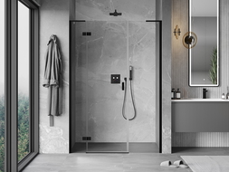 Mexen Mist-H L sprchové dvere výklopné ľavé 135 cm, transparentné, čierne - 8A5L-135-001-70-00-L