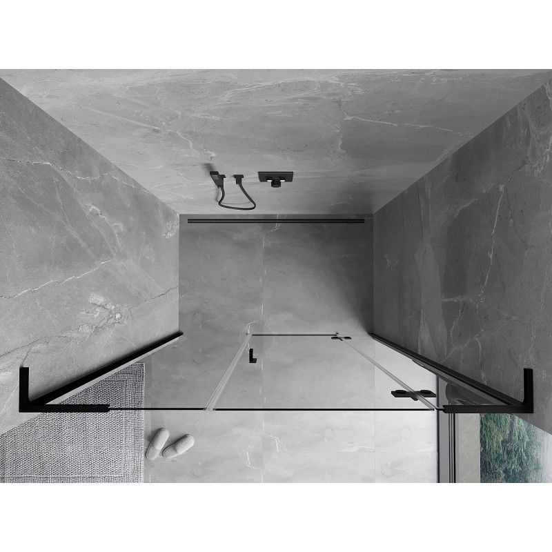 Mexen Mist-H L sprchové dvere otočné pravé 150 cm, transparentné, čierne - 8A5L-150-001-70-00-P