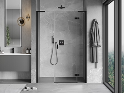 Mexen Mist-H L sprchové dvere pravé 155 cm, priehľadné, čierne - 8A5L-155-001-70-00-P