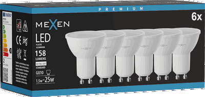 Mexen Nova 6x LED žiarovka GU10, 1,5W, Neutrálna - 4000K, 158 lm - L107-GU10-0140-01x06